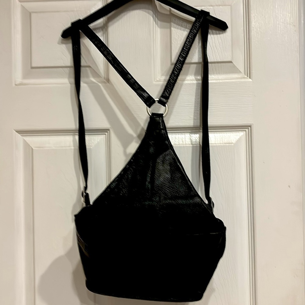 Black Ssamzie leather backpack purse adjustable straps zip with security snap